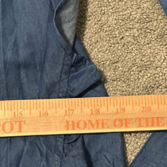 J Peterman Medium Skirt Midi 100% Cotton Denim Wrap Belted Chambray Blue - Picture 10 of 10